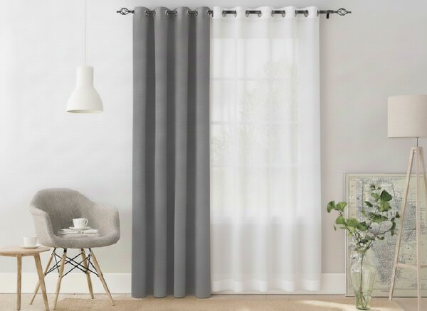 OXFORD világosszürke függöny 140x270 cm Felfüggesztés: Hullámos sínszalag