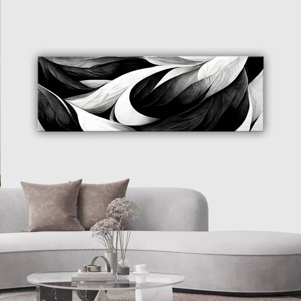 70x40 cm - Fekete fehér absztrakció vászonkép