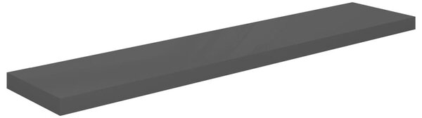 2 db magasfényű szürke MDF lebegő fali polc 120 x 23,5 x 3,8 cm