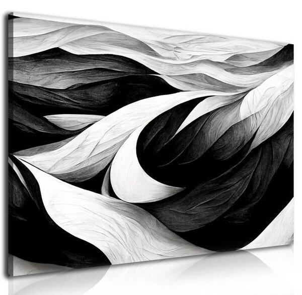 70x40 cm - Fekete fehér absztrakció vászonkép
