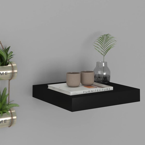 Fekete MDF lebegő fali polc 23 x 23,5 x 3,8 cm