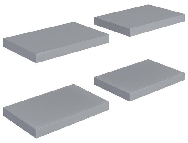 4 db szürke MDF lebegő fali polc 40 x 23 x 3,8 cm