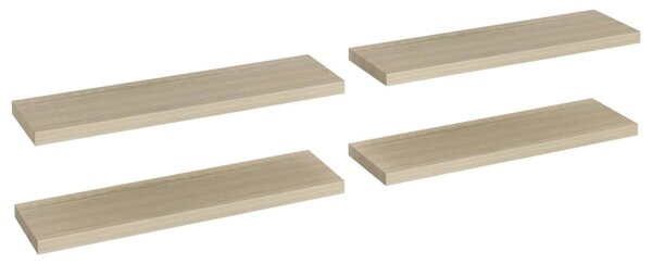 4 db tölgyszínű MDF lebegő fali polc 90 x 23,5 x 3,8 cm