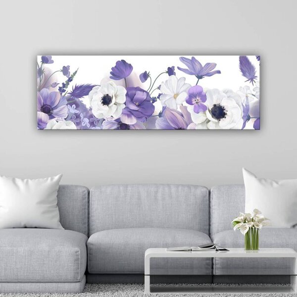 70x40 cm - Halvány lila és fehér virágok vászonkép