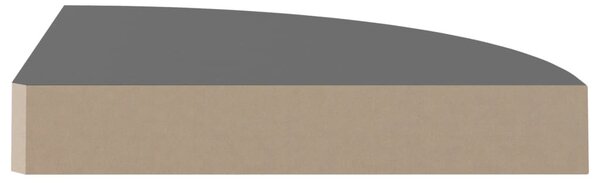 Magasfényű szürke MDF lebegő sarokpolc 25 x 25 x 3,8 cm