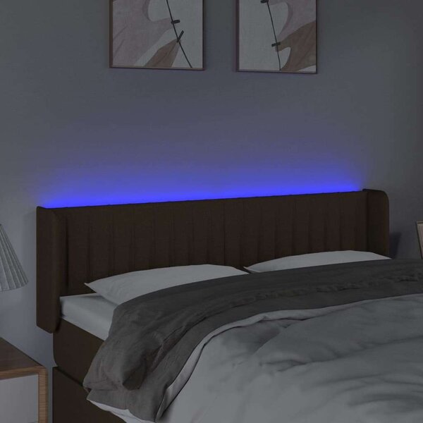 VidaXL LED Ágyfejtámla - Sötétbarna - 147x16x78/88cm