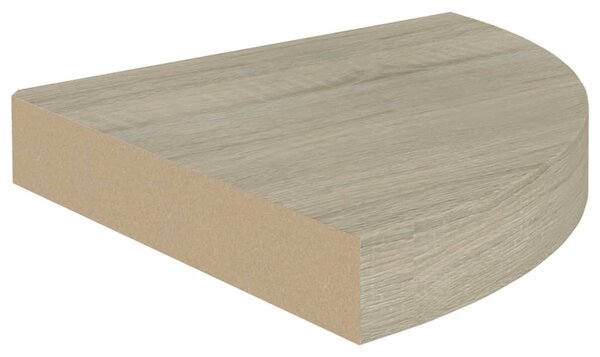 Tölgyszínű MDF lebegő sarokpolc 25 x 25 x 3,8 cm