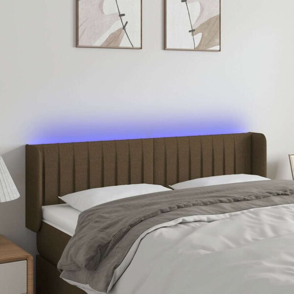 VidaXL LED Ágyfejtámla - Sötétbarna - 147x16x78/88cm