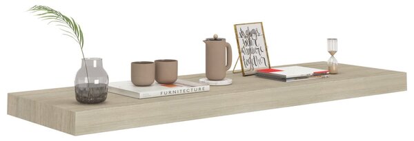 2 db tölgyszínű MDF lebegő fali polc 80 x 23,5 x 3,8 cm