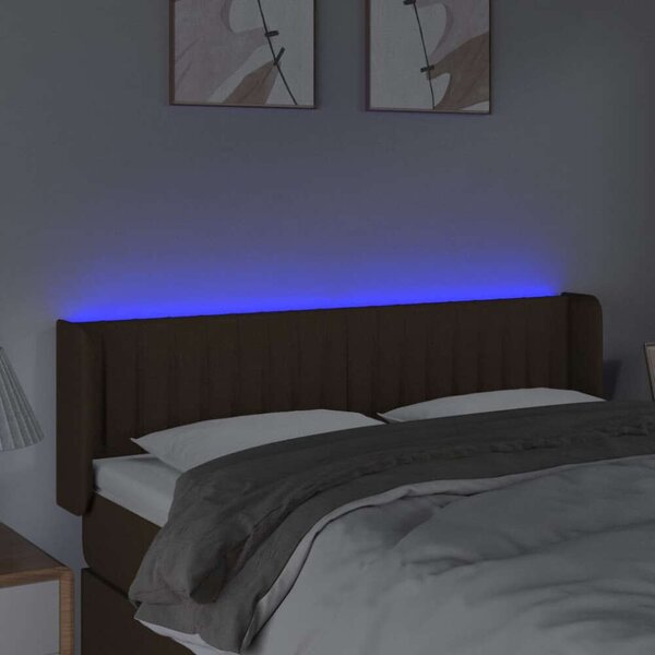 VidaXL LED Ágyfejtámla - Sötétbarna - 147x16x78/88cm