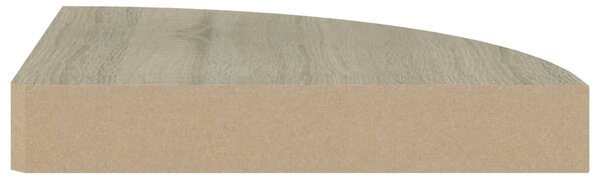 2 db tölgyszínű MDF lebegő sarokpolc 25 x 25 x 3,8 cm