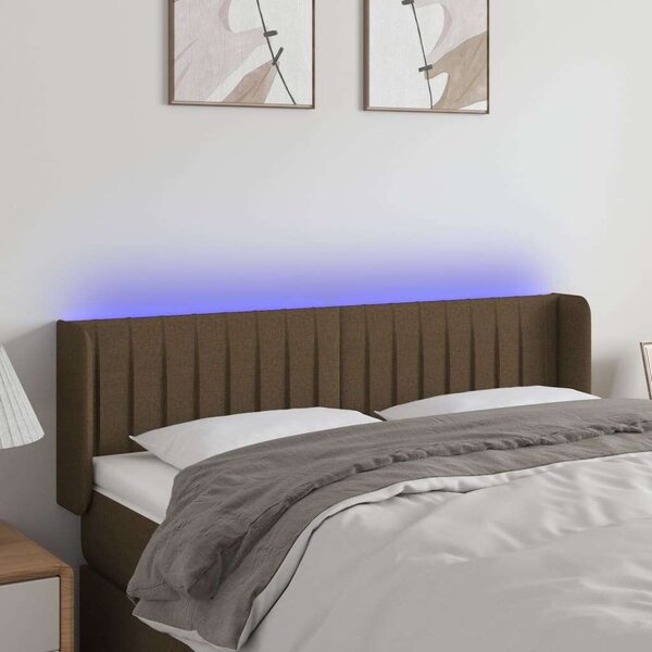 VidaXL LED Ágyfejtámla - Sötétbarna - 147x16x78/88cm
