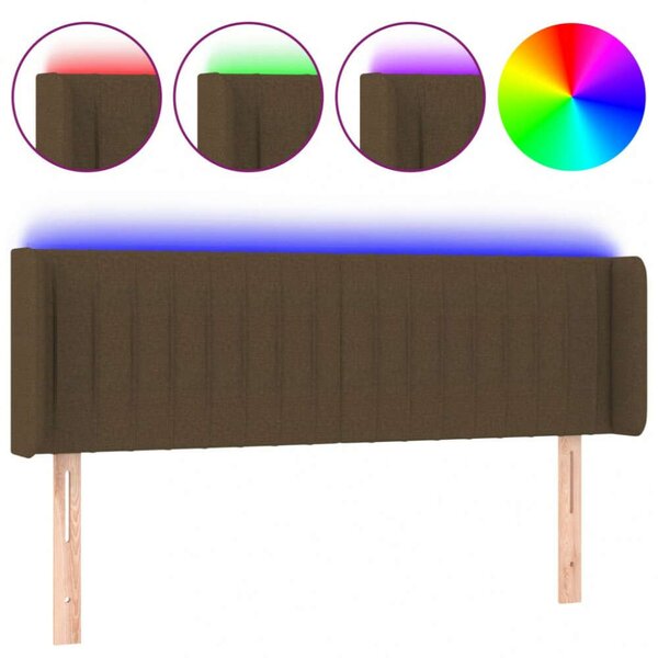 VidaXL LED Ágyfejtámla - Sötétbarna - 147x16x78/88cm