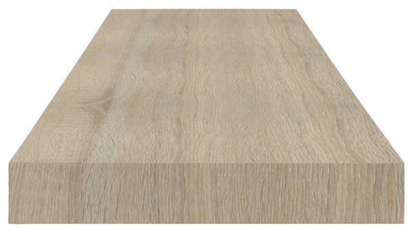 2 db tölgyszínű MDF lebegő fali polc 80 x 23,5 x 3,8 cm