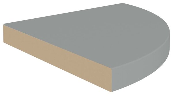 Magasfényű szürke MDF lebegő sarokpolc 35 x 35 x 3,8 cm