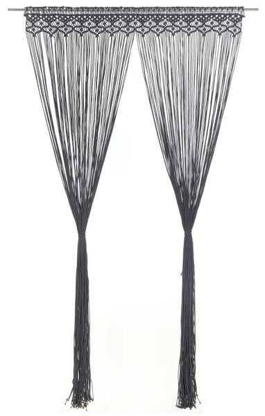Antracitszürke makramé pamutfüggöny 140 x 240 cm