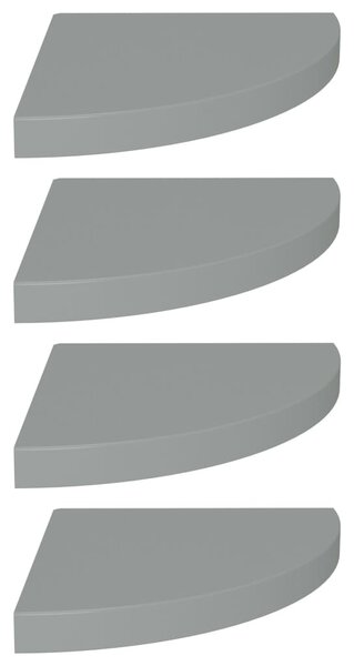 4 db szürke MDF lebegő sarokpolc 35 x 35 x 3,8 cm