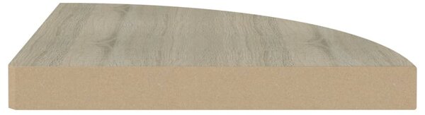 2 db tölgyszínű MDF lebegő sarokpolc 35 x 35 x 3,8 cm