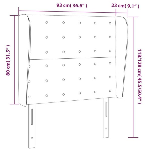 VidaXL cappuccino műbőr fejtámla szárnyakkal 93x23x118/128 cm