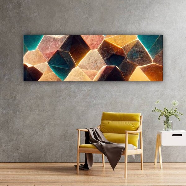70x40 cm - Izzó színes sokszögek vászonkép