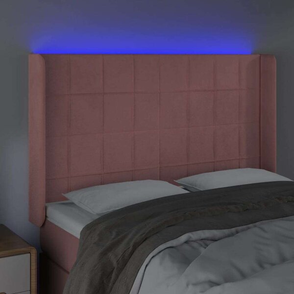 VidaXL rózsaszín bársony LED-es fejtámla 147x16x118/128 cm