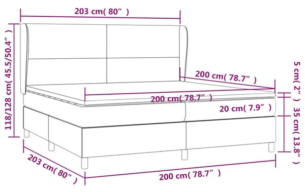 VidaXL cappuccino színű műbőr rugós ágy matraccal 200 x 200 cm