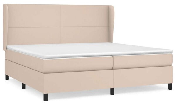 VidaXL cappuccino színű műbőr rugós ágy matraccal 200 x 200 cm