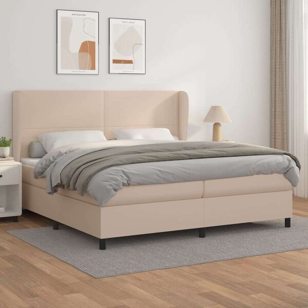 VidaXL cappuccino színű műbőr rugós ágy matraccal 200 x 200 cm