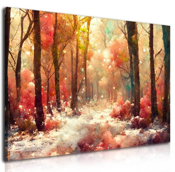 70x40 cm - Őszi festett erdő vászonkép
