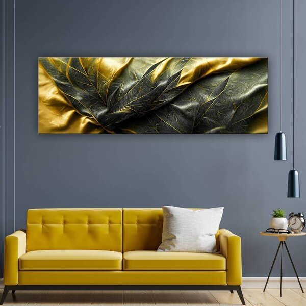 70x40 cm - Fekete és arany selyem vászonkép