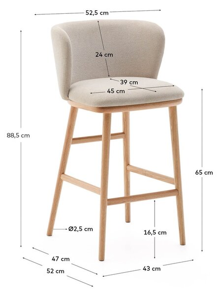 Bézs bárszék (ülésmagasság 65 cm) Ciselia – Kave Home