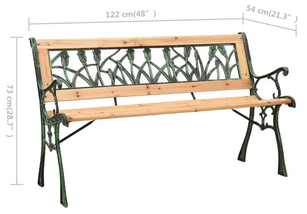 Öntöttvas és tömör fenyőfa kerti pad 122 cm