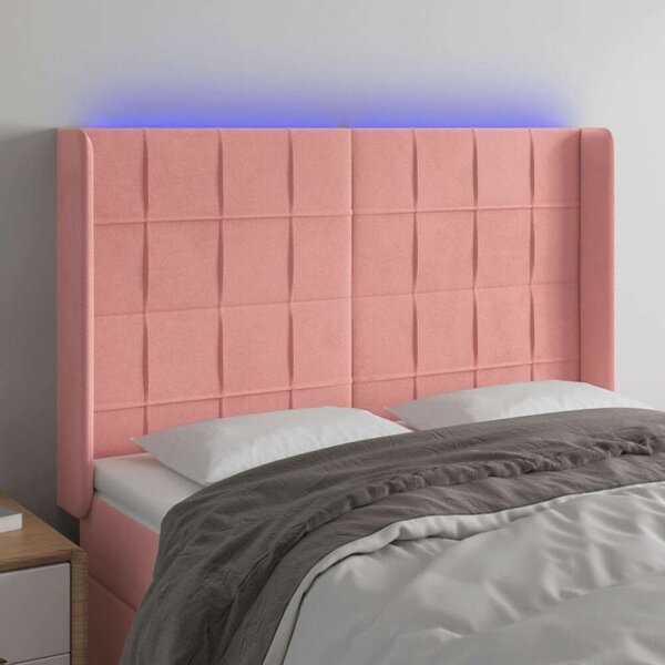 VidaXL rózsaszín bársony LED-es fejtámla 147x16x118/128 cm