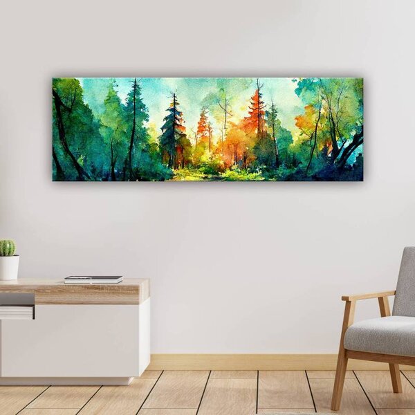 70x40 cm - Fenyőerdő festett vászonkép