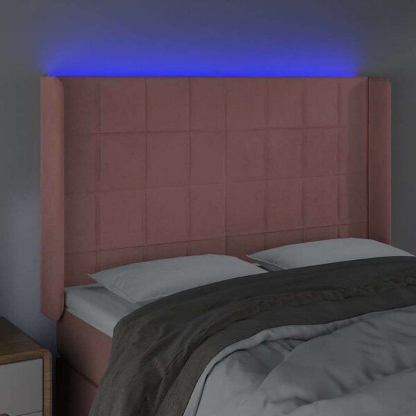 VidaXL rózsaszín bársony LED-es fejtámla 147x16x118/128 cm