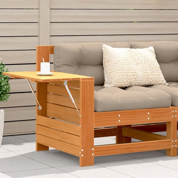 VidaXL viaszbarna tömör fenyőfa kerti karfás kanapé kisasztallal