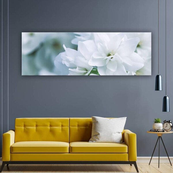 70x40 cm - Halvány fehér virágok vászonkép