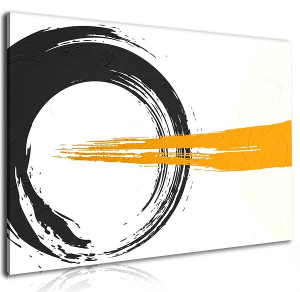 70x40 cm - Fekete és Sárga festék vonások vászonkép