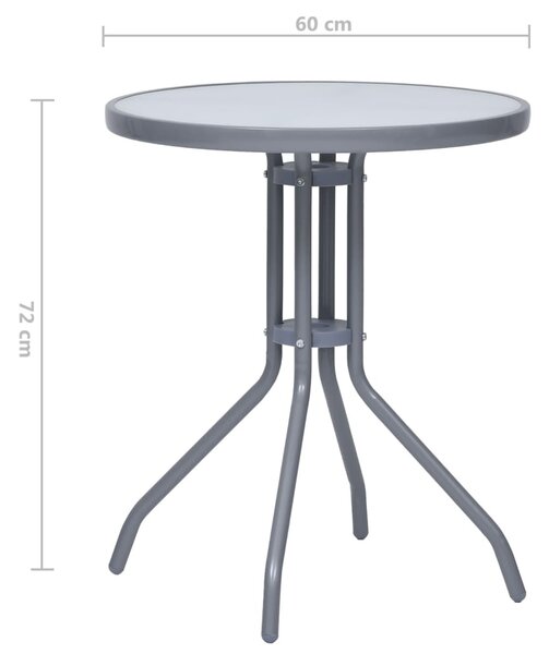 Világosszürke acél és üveg kerti asztal 60 cm