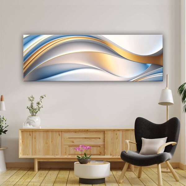 70x40 cm - Halvány barna és kék ívek vászonkép