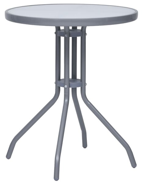 Világosszürke acél és üveg kerti asztal 60 cm