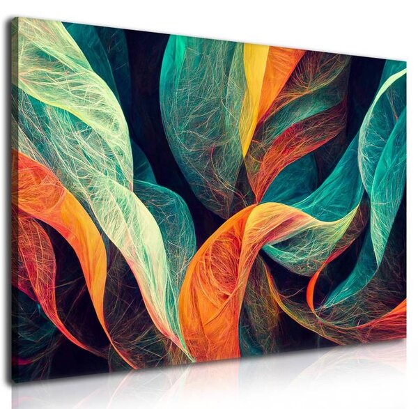 70x40 cm - Színes absztrakt fonalak vászonkép
