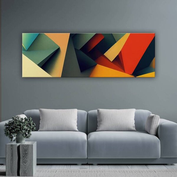70x40 cm - Színes 3D sokszögek vászonkép