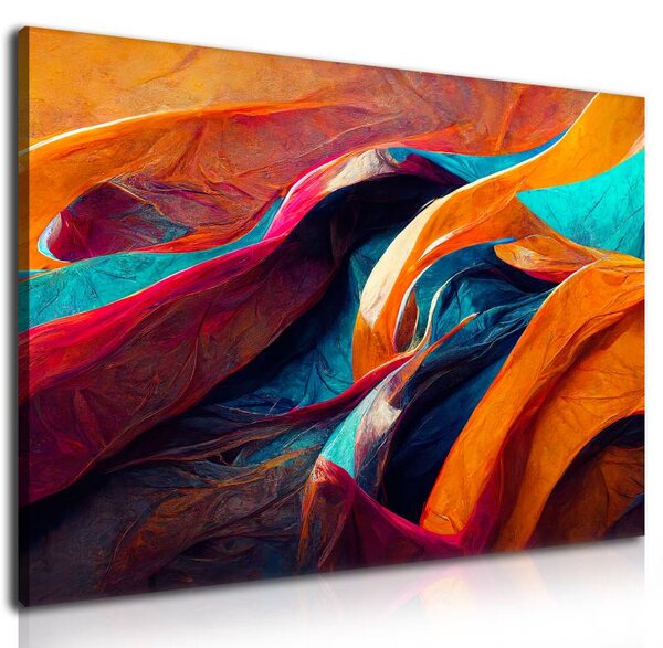 70x40 cm - Élénk színű absztrakt hullámok vászonkép
