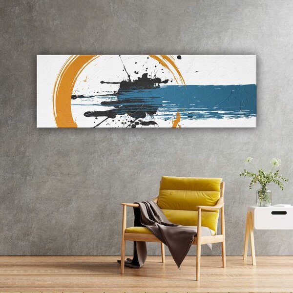 70x40 cm - Kék sárga fekete absztrakt kör vászonkép