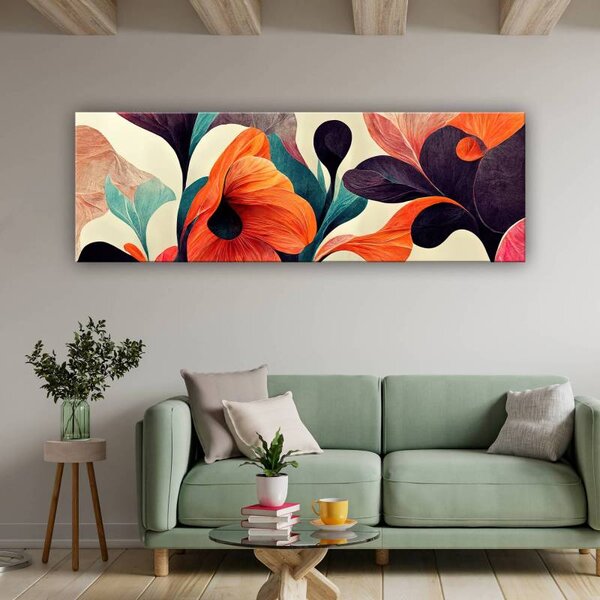 70x40 cm - Absztrakt pipacs virágos vászonkép