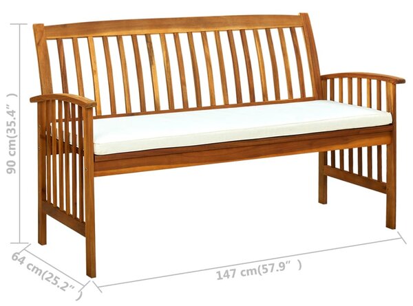 Tömör akácfa kerti pad párnával 147 cm