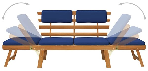 2 az 1-ben tömör akácfa kerti pad párnákkal 190 cm