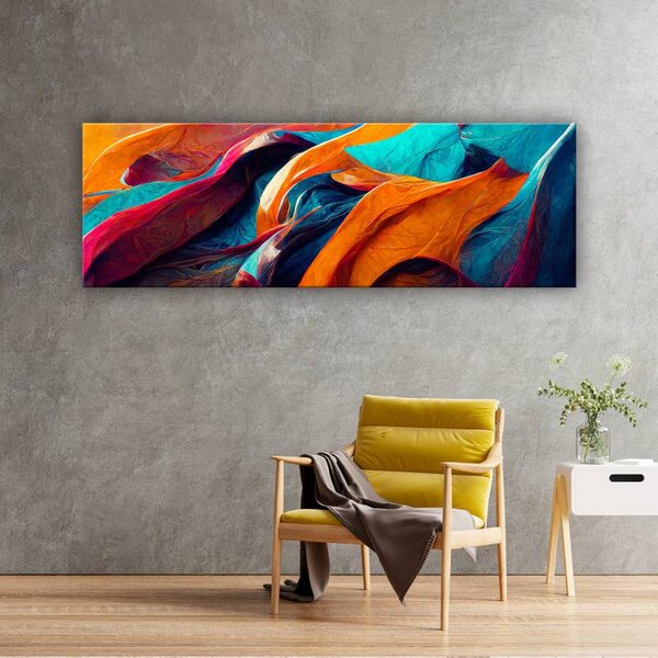 70x40 cm - Élénk színű absztrakt hullámok vászonkép