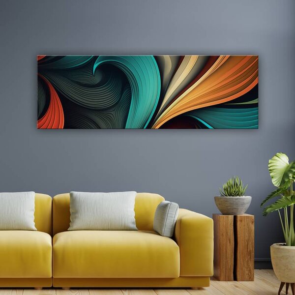 70x40 cm - Színes absztrakt levél formák vászonkép